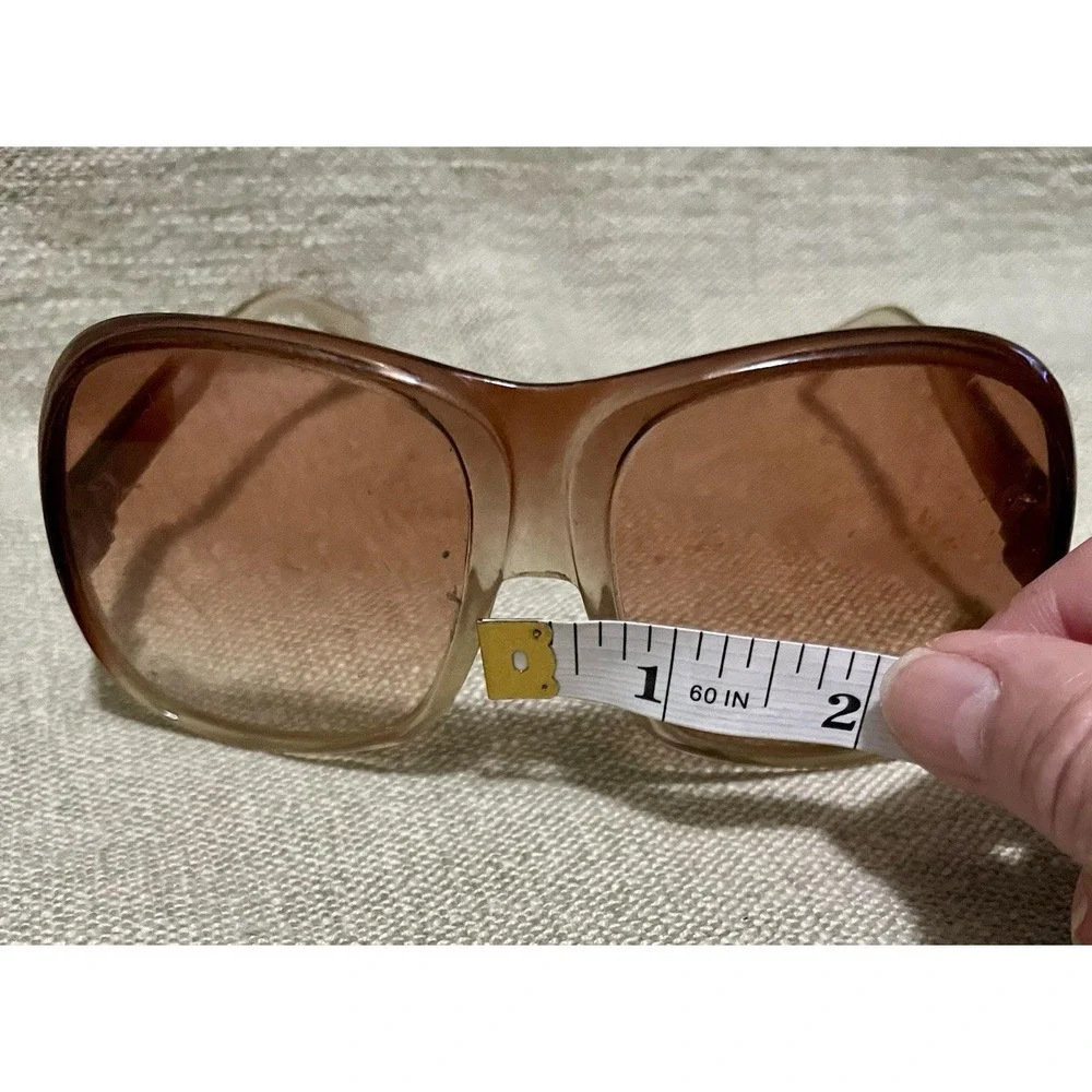 70s Oversized Sunglasses Gradient Brown Translucent Plastic Square Frame Taiwan